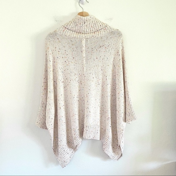 NWT LOFT Speckled Knit Turtleneck Poncho Sweater Cream Rainbow Confetti Small - Picture 4 of 15